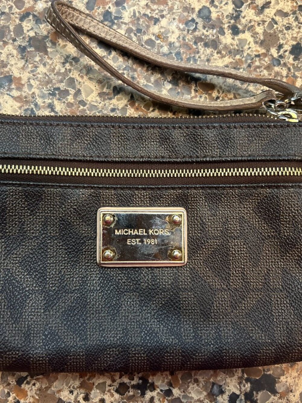 Michael Kors Brown Monogram Wristlet